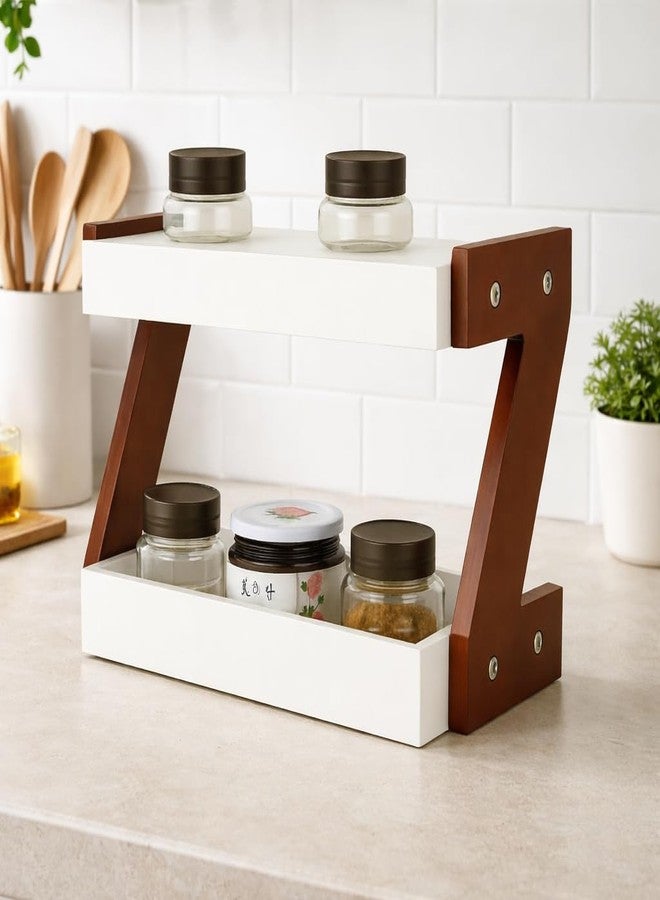 Kundi 2-Tier Storage Shelf for Spices & Oils - Countertop Organizer with Shelf (White) - Image 1